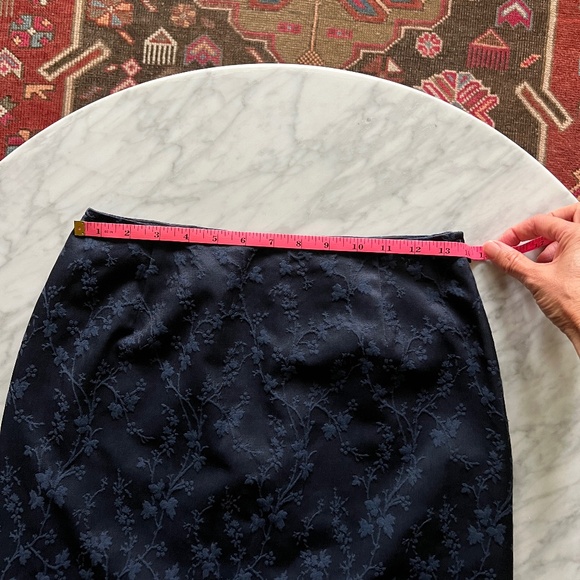 Philippe Adec NWT Brocade Cherry Blossom Y2K Style Skirt in Navy Blue Size 4 - Picture 7 of 8